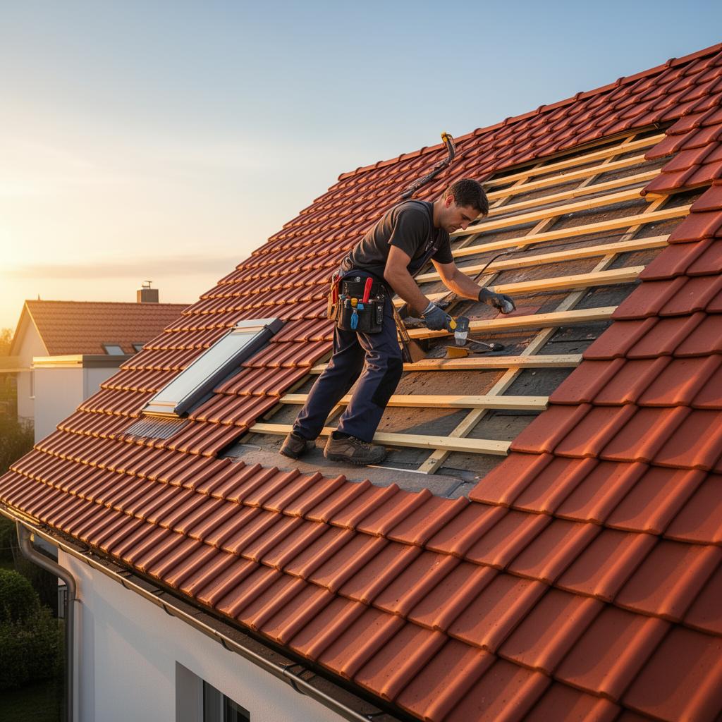 Dachdecker bei der Arbeit