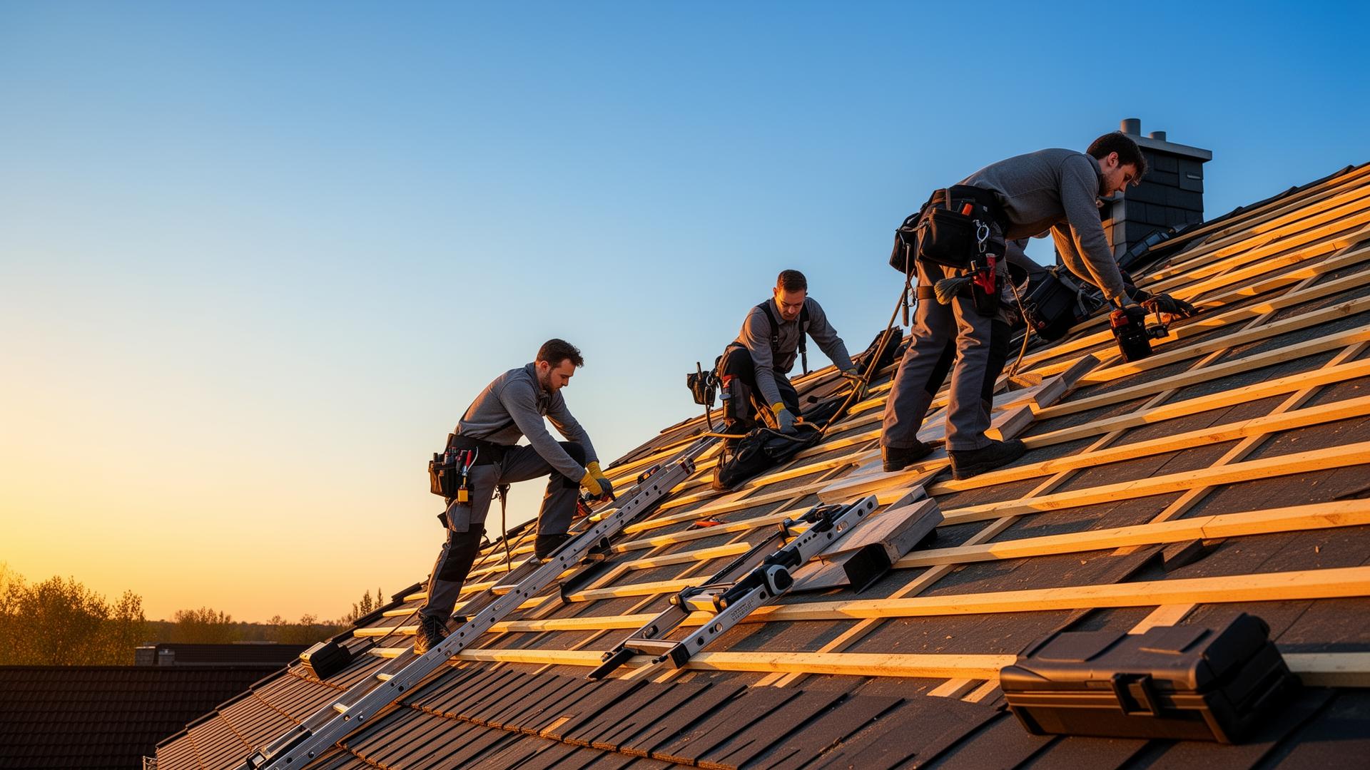 Hanse Dachbau Team bei der Arbeit auf einem Dach in Lüneburg